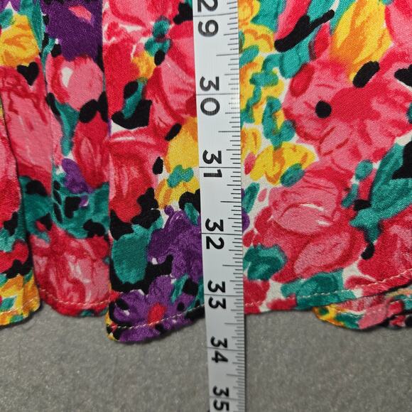 Vintage The Original Womens Medium Button Front Dress Floral 80s Cottagecore - Picture 8 of 13